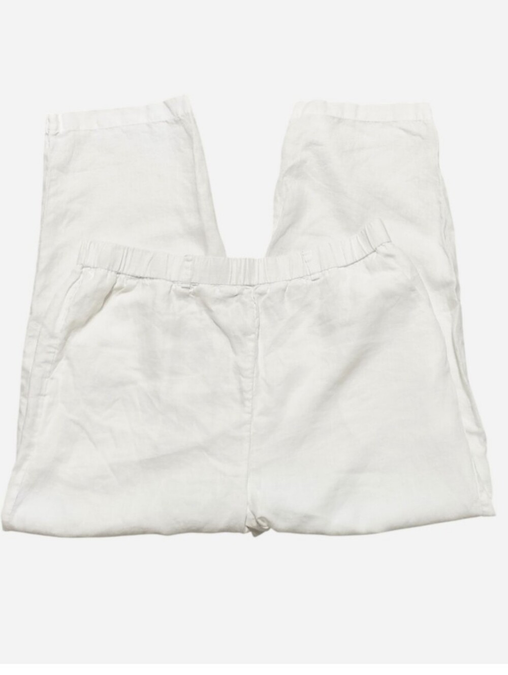 Quince White 100% European Linen Pants Women's Large Relaxed Lagenlook Coastal - Picture 3 of 10